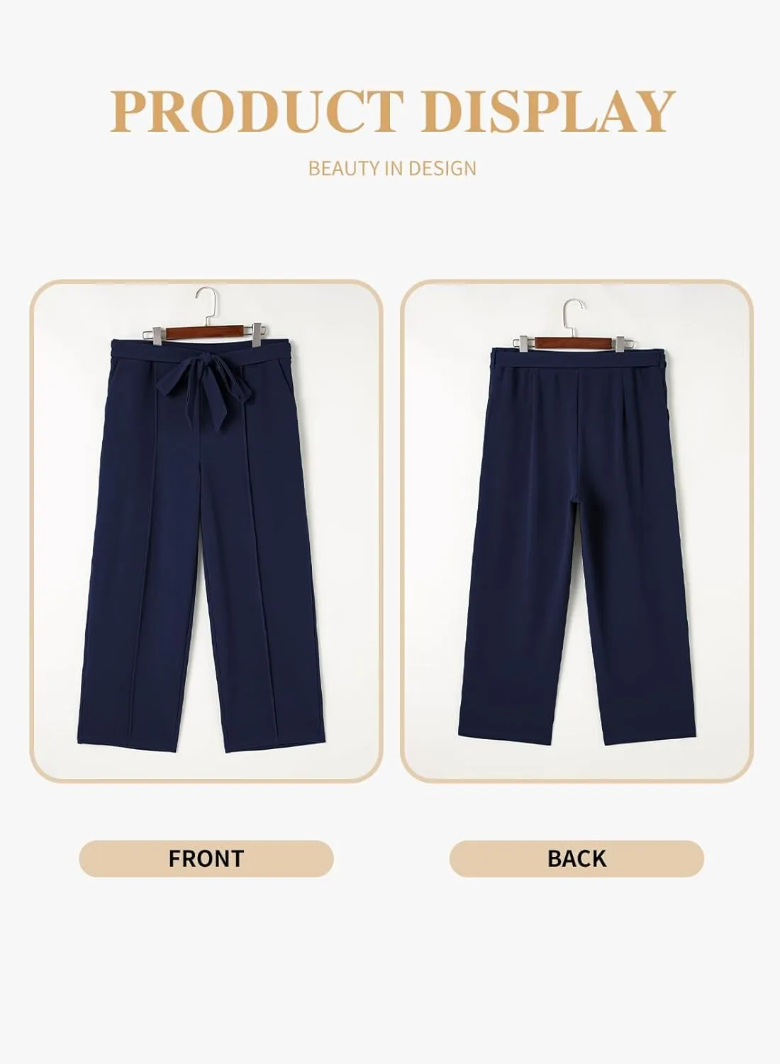 Eytino Plus Size Pants for Women Casual High Waisted Tie Knot Loose Work Pant Lounge Trousers with Pockets(1X-5X)