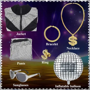 Ezuwail 70s Outfits for Men Women 80s Outfit Disco Track Suits Halloween Costumes Tracksuit Sportswear 7pcs