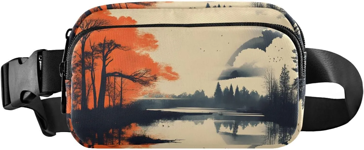 Fall Landscape Fanny Pack Water Resistant Waist Pack Sling Bag Purse for Women Men Travel Hiking