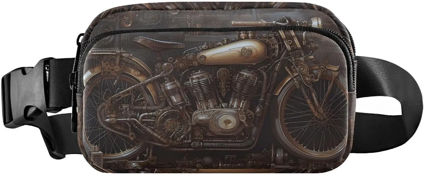 Fanny Pack Water Resistant Adjustable Belt Crossbody Waist Pack for Running Hiking Traveling-Steampunk Motorcycle Print 85.31.6 inch