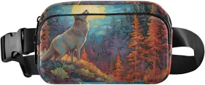 Fantasy Wolf Forest Fanny Pack for Travel Hiking Water Resistant Waist Pack Sling Bag Purse for Women Men