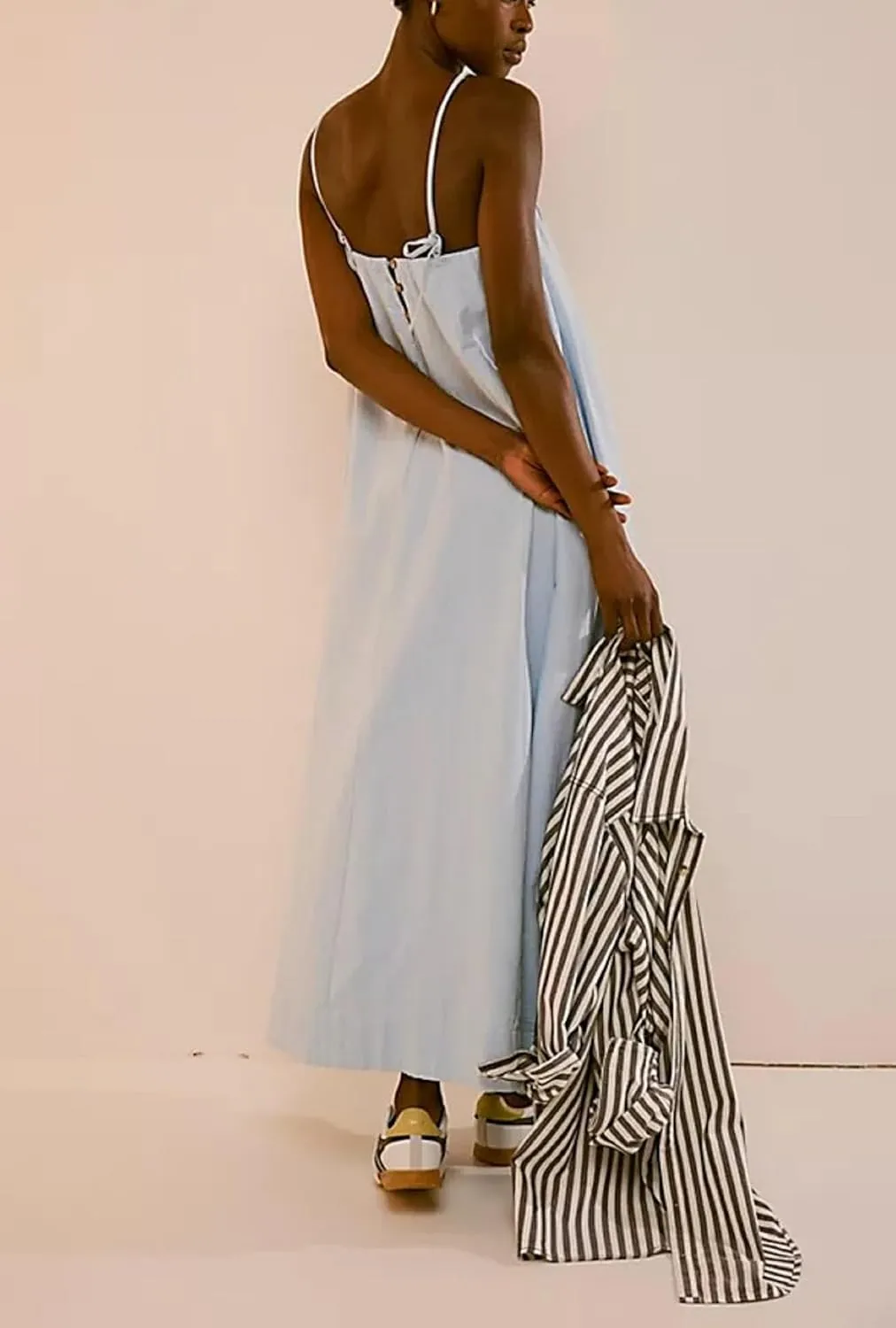 Faretumiya Women Spaghetti Strap Maxi Dress Graffiti Print Flowy Long Dresses Y2K Summer Vacation Cami Sundress