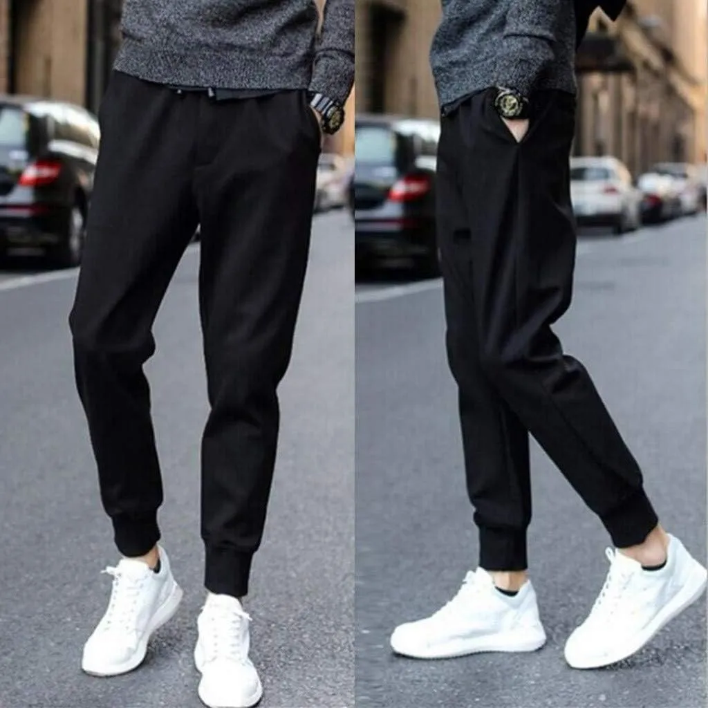 Feet Casual Beam Drawstring Pants Pocket Solid Fashion Mens Trousers Sports Men's Pants Chinos Slim Fit