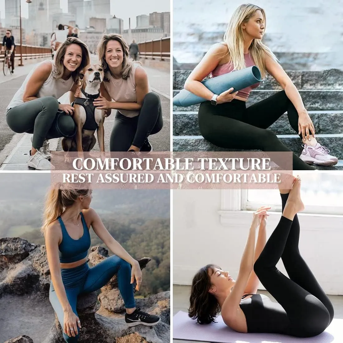 FEYHAY 3 Pack High Waisted Leggings for Women Butt Lift Tummy Control Yoga Pants Non See-Through Workout Running Pants