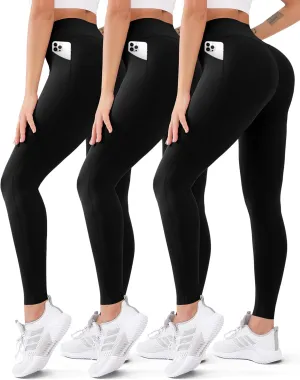 FEYHAY 3 Pack High Waisted Leggings for Women Butt Lift Tummy Control Yoga Pants Non See-Through Workout Running Pants