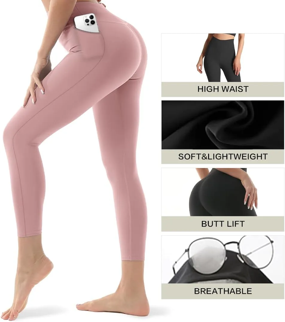 FEYHAY 3 Pack High Waisted Leggings for Women Butt Lift Tummy Control Yoga Pants Non See-Through Workout Running Pants
