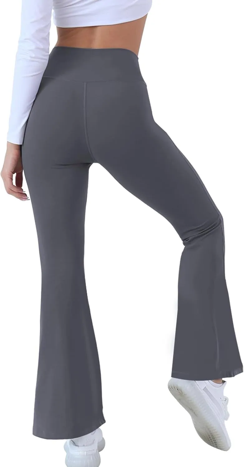 Flare Yoga Pants with Pockets for Women,High Waisted V Crossover Bootcut Yoga Leggings Stretchy Casual Workout Pants