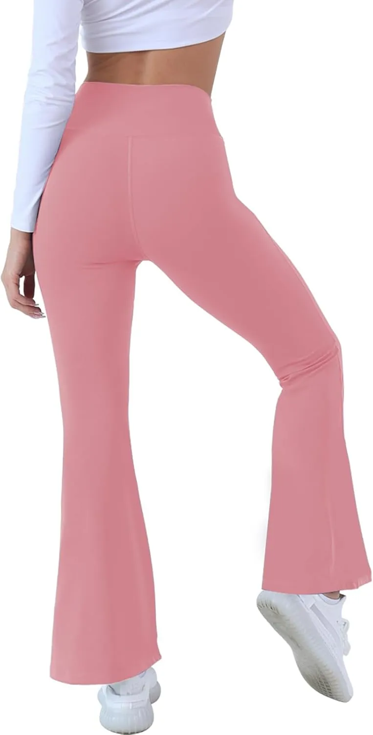 Flare Yoga Pants with Pockets for Women,High Waisted V Crossover Bootcut Yoga Leggings Stretchy Casual Workout Pants