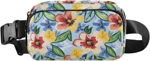 Florals Painting Fanny Pack Water Resistant, Women Men Waist Pack Sling Bag Purse for Travel Hiking
