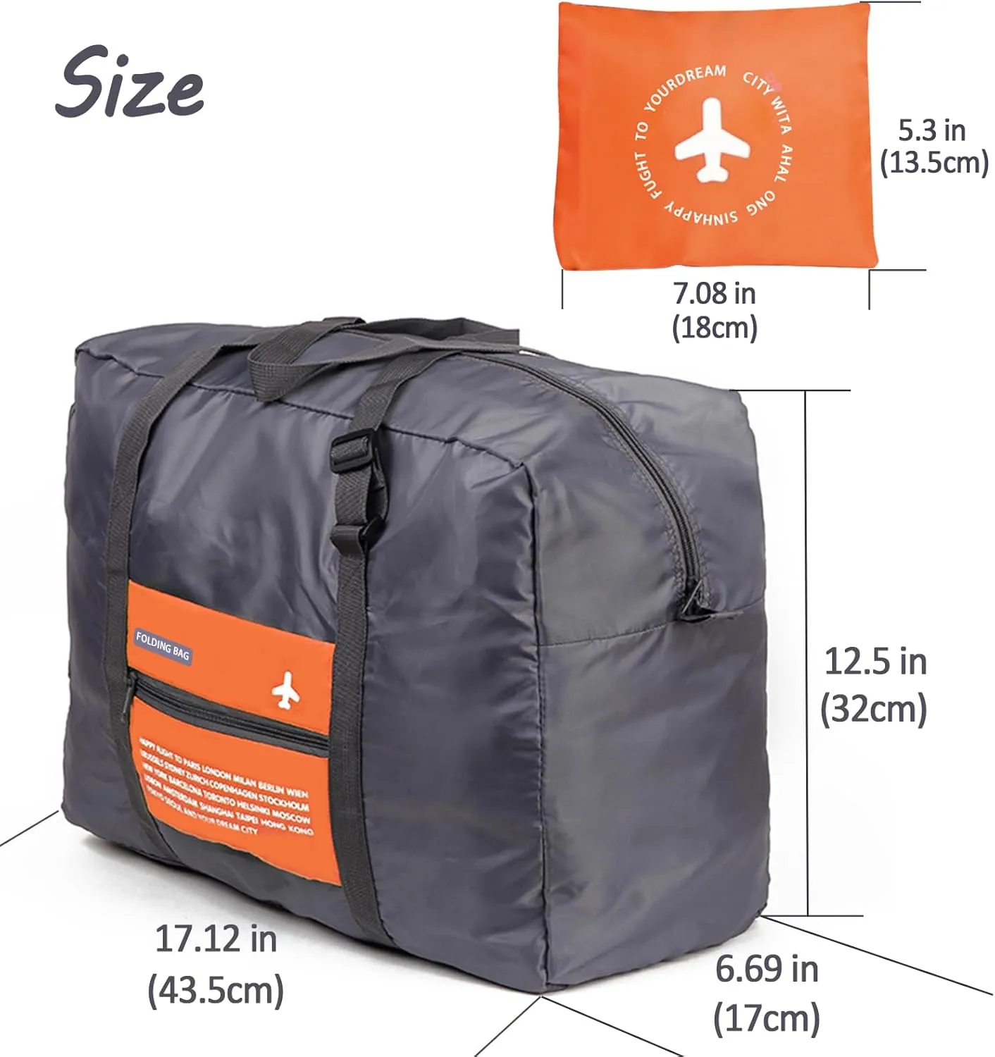 Foldable Travel Duffel Bag Sports Gym Tote Water Resistant Carry on Luggage bag Weekender Overnight Bag