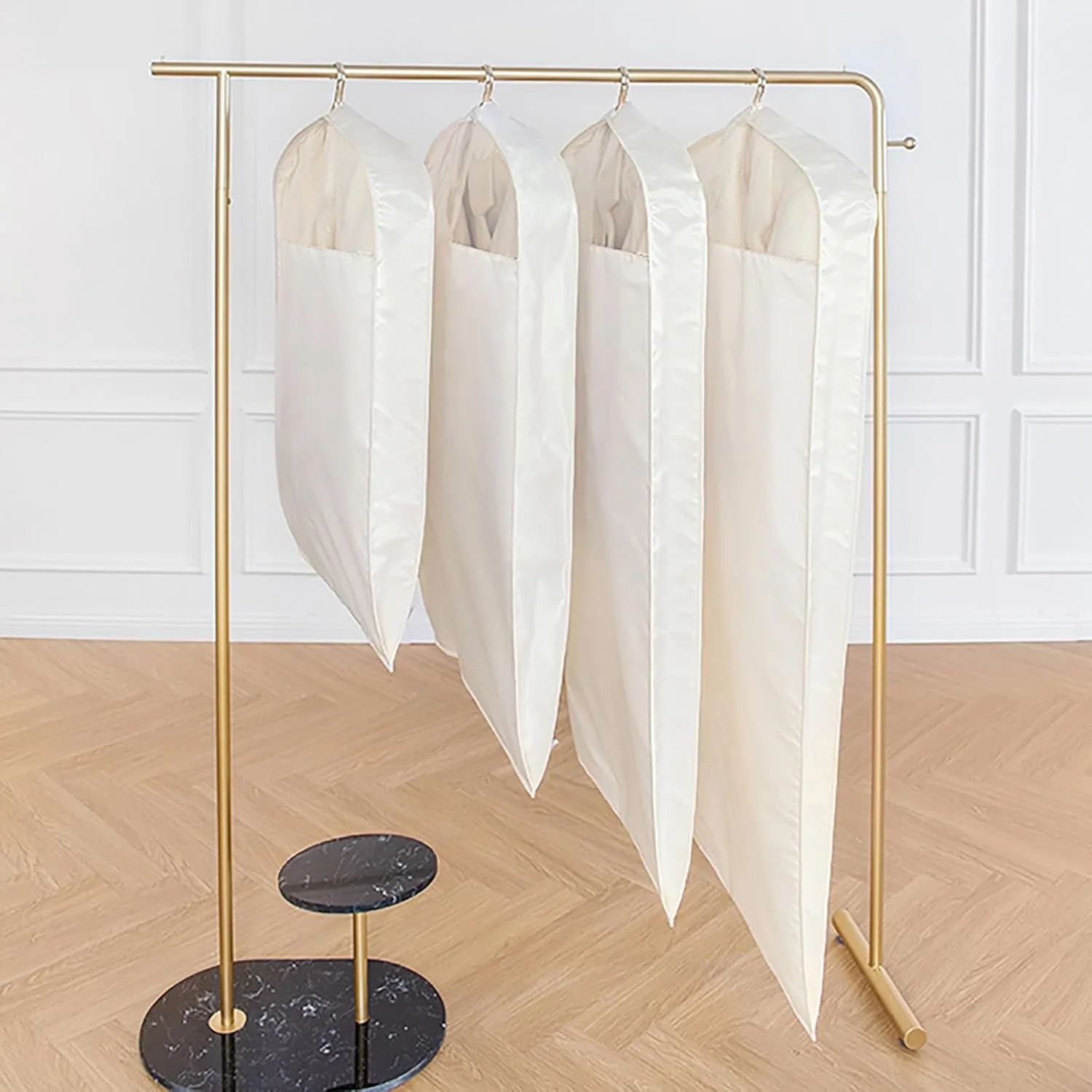 Garment Bags, Garment Covers with Clear Windows, Clothes Cover Storage for Dresses, Suit Satin-Like Cotton Three-Dimensional(White,23x39x4in/58x100x9cm)