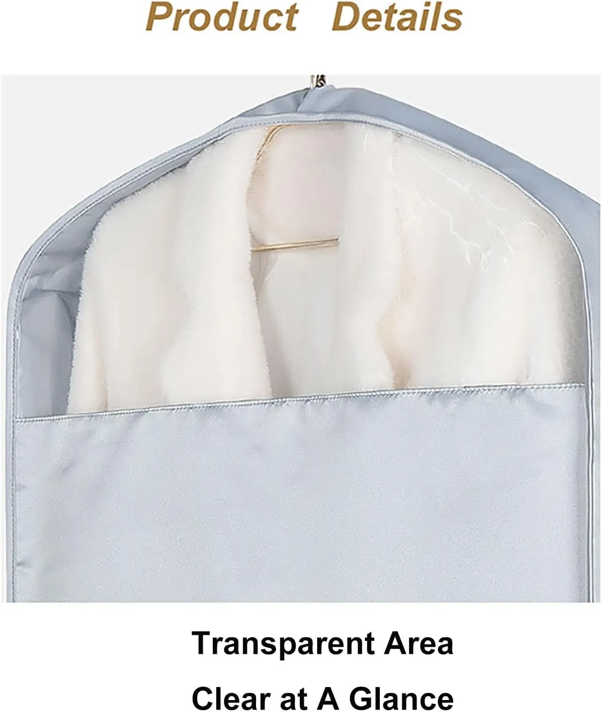 Garment Bags, Garment Covers with Clear Windows, Clothes Cover Storage for Dresses, Suit Satin-Like Cotton Three-Dimensional(White,23x39x4in/58x100x9cm)