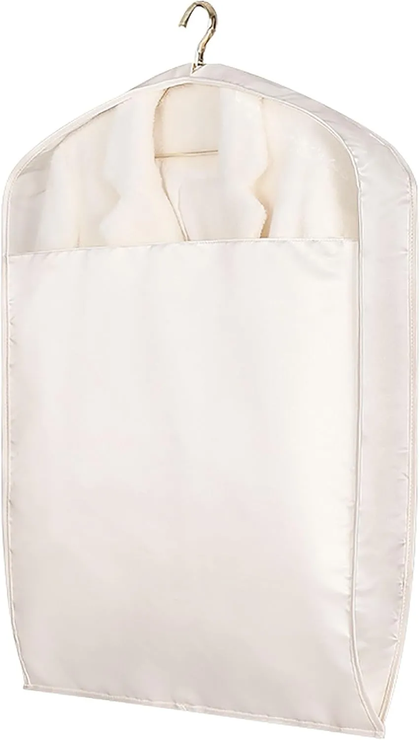 Garment Bags, Garment Covers with Clear Windows, Clothes Cover Storage for Dresses, Suit Satin-Like Cotton Three-Dimensional(White,23x39x4in/58x100x9cm)
