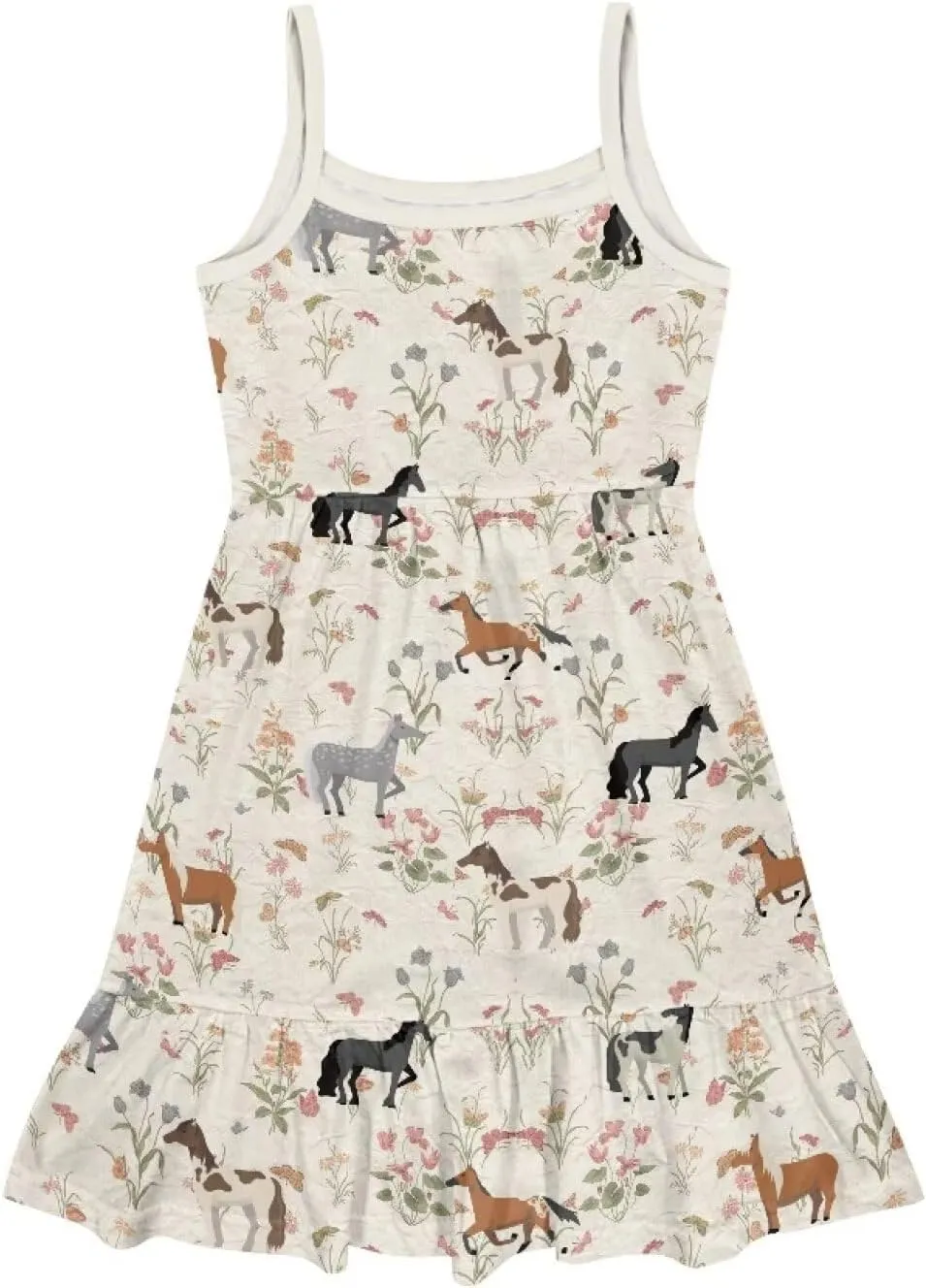 Girls Cute Spaghetti Strap Dress Tiered A-Line Pleated Summer Midi Dresses for 3-14Y