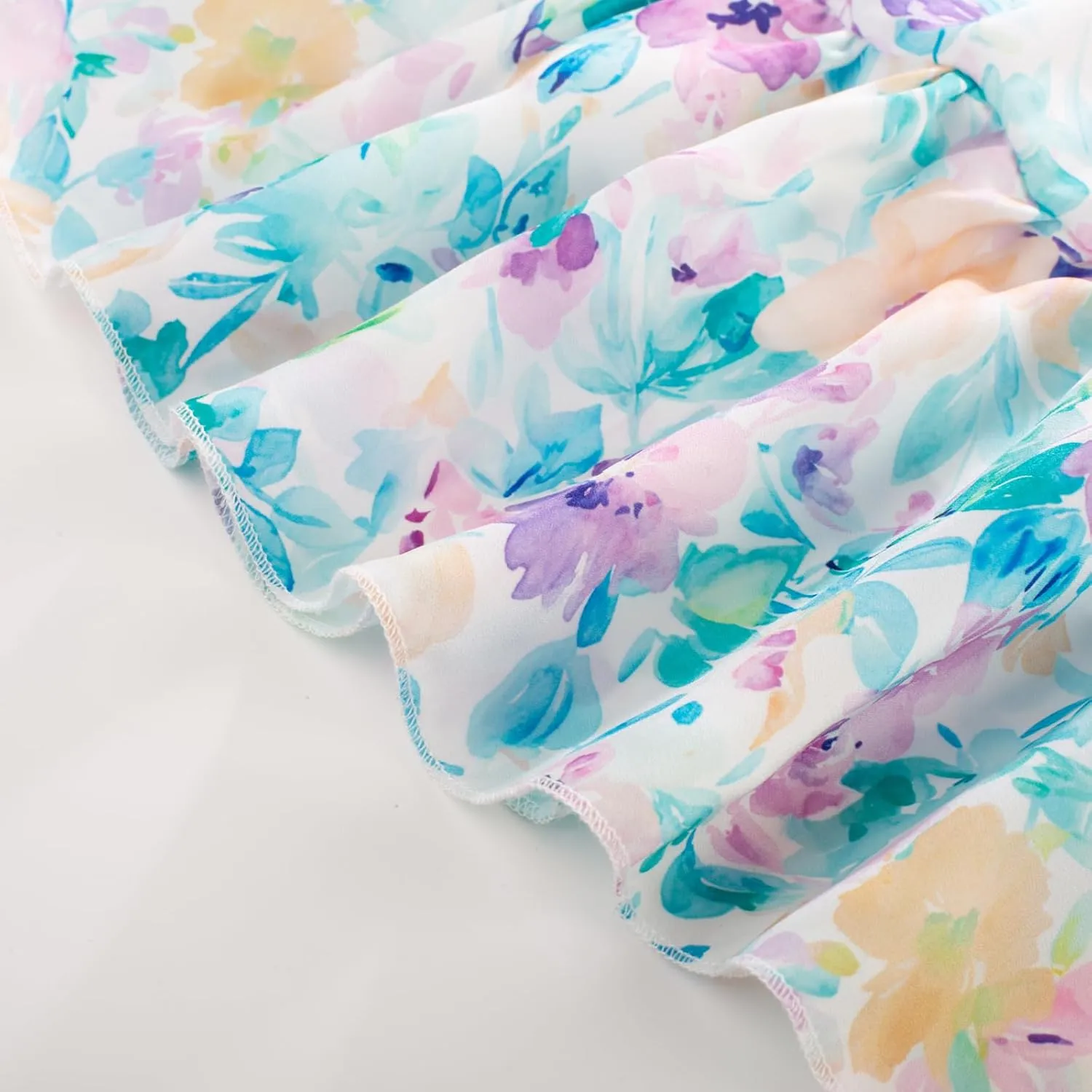 GRACE KARIN Girls Summer Dress Off Shoulder Ruffle Floral Spaghetti Strap Casual Sundress Tiered Midi Dress