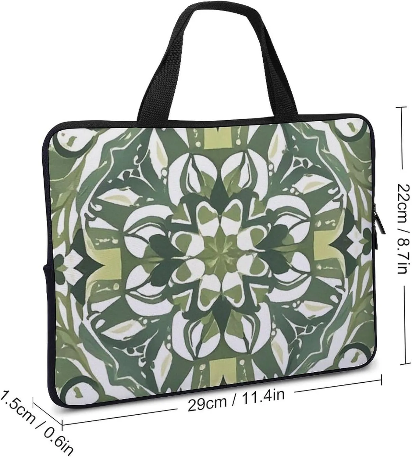 Green Decorative Pattern Laptop Bag Durable Laptop Sleeve Water-Resistant Notebook Bag for Computer Or Tablet