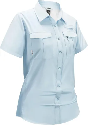 Haimont Women's Sun Protection Fishing Hiking Shirts Button Down Short Sleeve Water Resistant Quick Dry Outdoor