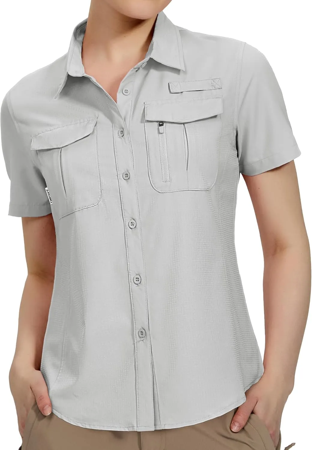 Haimont Women's Sun Protection Fishing Hiking Shirts Button Down Short Sleeve Water Resistant Quick Dry Outdoor