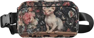Hairless Cat Fanny Pack Water Resistant Waist Pack Sling Bag Purse for Women Men Travel Hiking