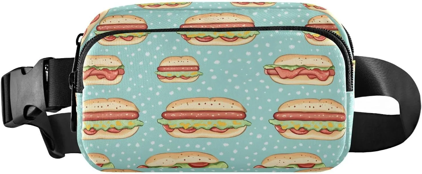 Hamburger Anime Fanny Pack Water Resistant, Women Men Waist Pack Sling Bag Purse for Travel Hiking