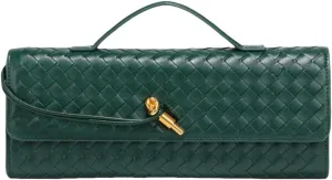 Handwoven solid color soft leather handbag, crossbody bag, women's party bag
