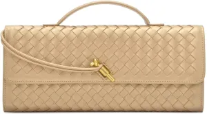 Handwoven solid color soft leather handbag, crossbody bag, women's party bag