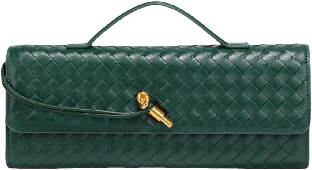 Handwoven solid color soft leather handbag, crossbody bag, women's party bag
