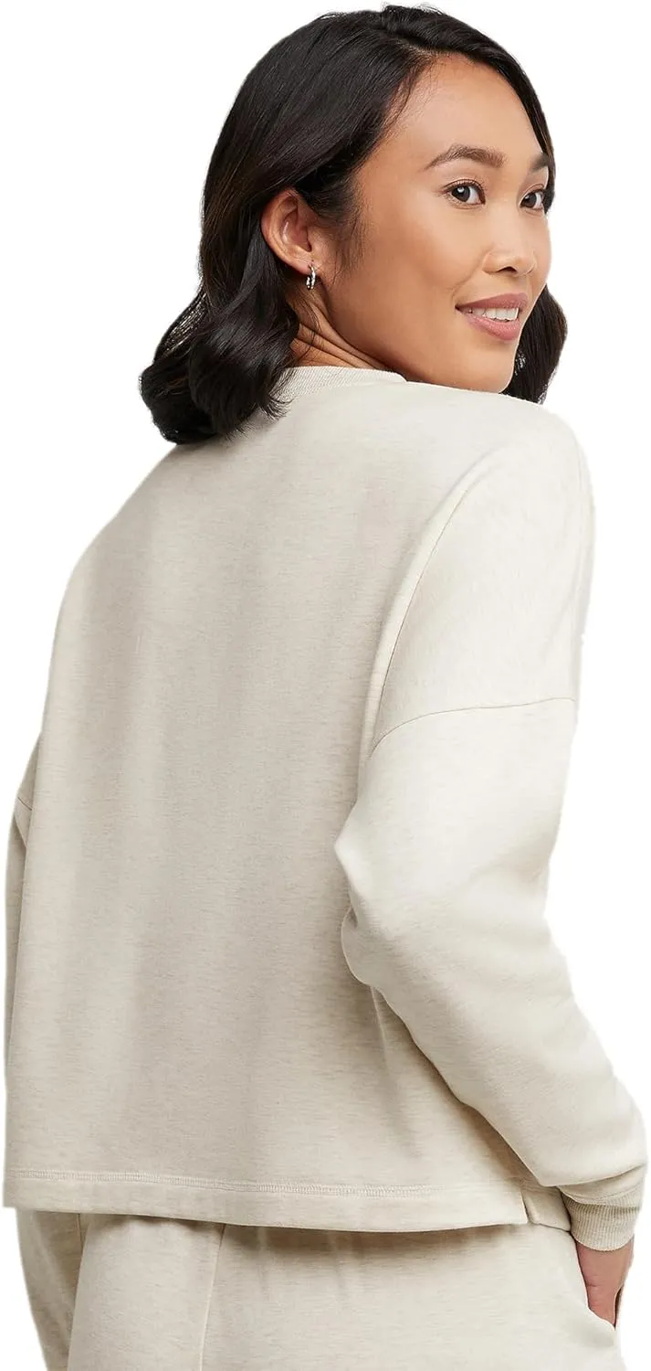 Hanes Women's Originals Sweatshirt, Soft Brushed Fleece Cropped Pullover, Plus
