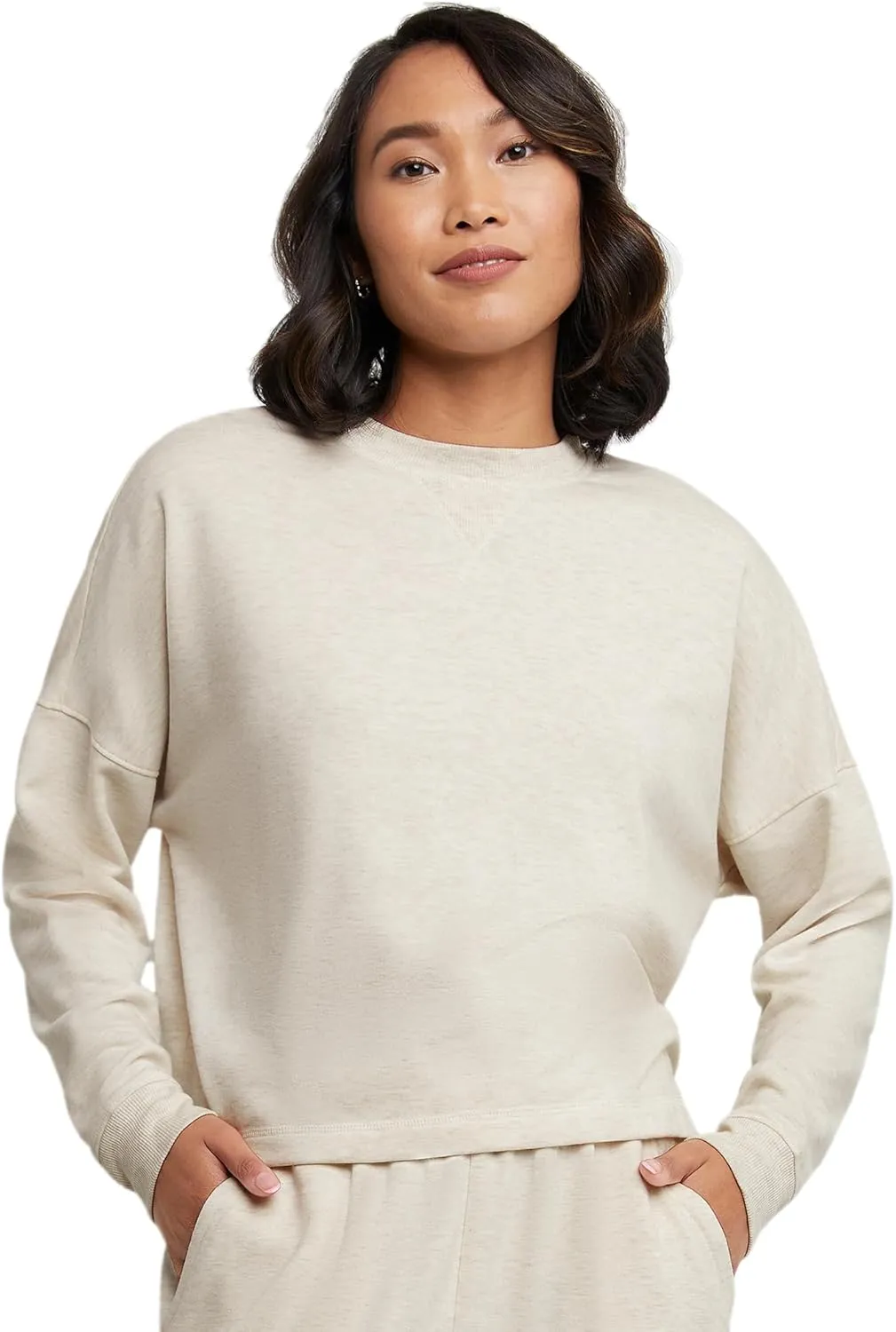 Hanes Women's Originals Sweatshirt, Soft Brushed Fleece Cropped Pullover, Plus