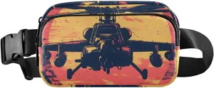 Helicopter Poster Fanny Packs for Women Men, Water Resistant Waist Pack Sling Bag Purse for Travel Hiking