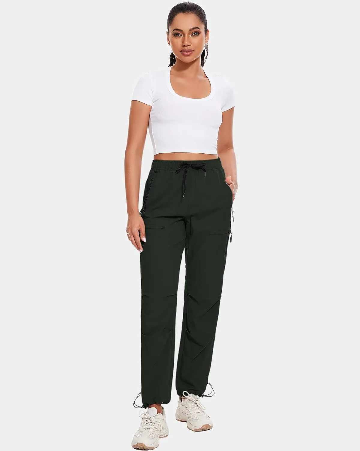 Hiking Pants Women Cargo Joggers for Women Summer Golf Travel Pant Lightweight Elastic Quick Dry Water Resistant with Pockets