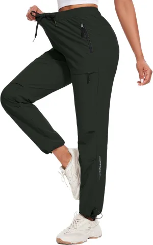 Hiking Pants Women Cargo Joggers for Women Summer Golf Travel Pant Lightweight Elastic Quick Dry Water Resistant with Pockets