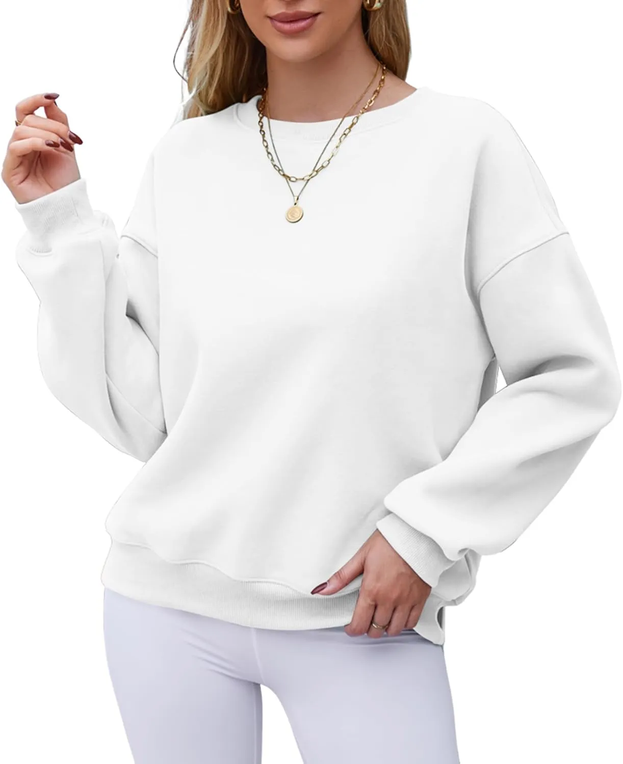 Hount Women's Crew Neck Sweatshirt Oversized Pullover Casual Fleece Long Sleeve Loose Fit Top Shirt Fashion 2024 Fall Clothes