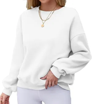 Hount Women's Crew Neck Sweatshirt Oversized Pullover Casual Fleece Long Sleeve Loose Fit Top Shirt Fashion 2024 Fall Clothes