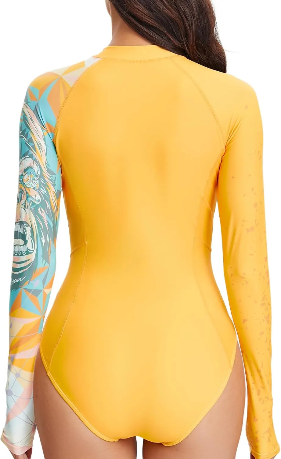 HUGE SPORTS Women's One Piece Swimsuits Long Sleeve Rash Guard Shirts Swim Bathing Suit with Padding