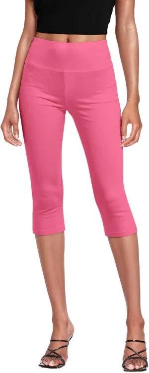 Hybrid & Company Womens Super Comfy Stretch Pull On Millennium Twill Capri Shorts