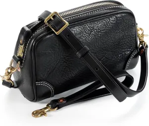 IJUN Handmade Vintage Small Crossbody Purse for Women - Full Grain Oil Vegetable Tanned Cowhide Leather Wristlet Bag S Size