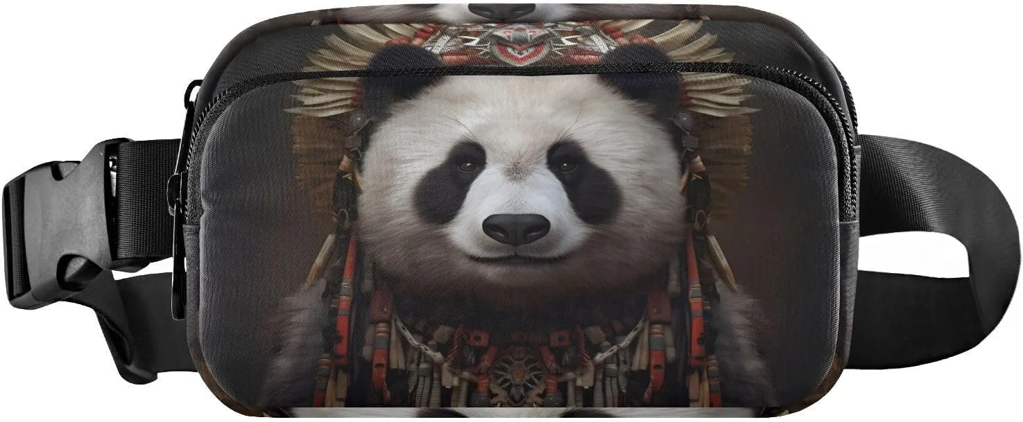 Indian Panda Fanny Pack for Travel Hiking Water Resistant Waist Pack Sling Bag Purse for Women Men