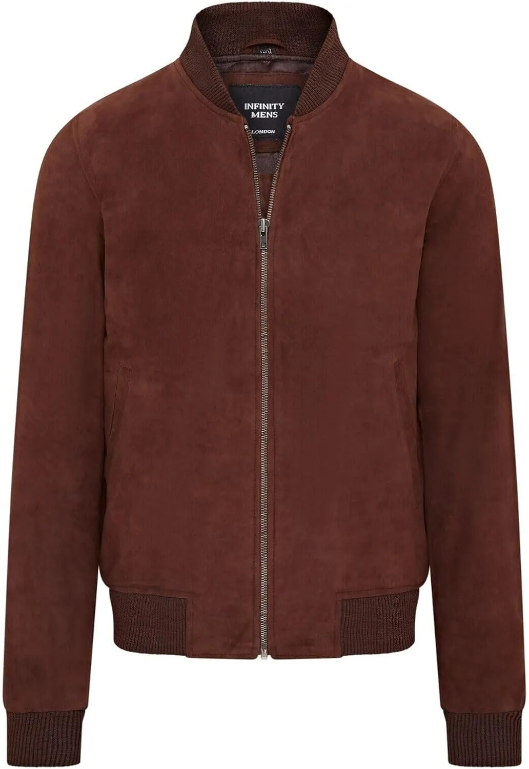 Infinity Leather Mens Soft Goat Suede MA-1 Varsity Bomber Jacket
