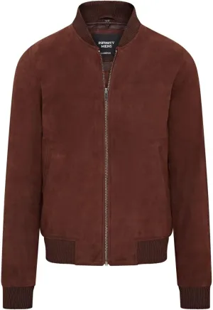 Infinity Leather Mens Soft Goat Suede MA-1 Varsity Bomber Jacket