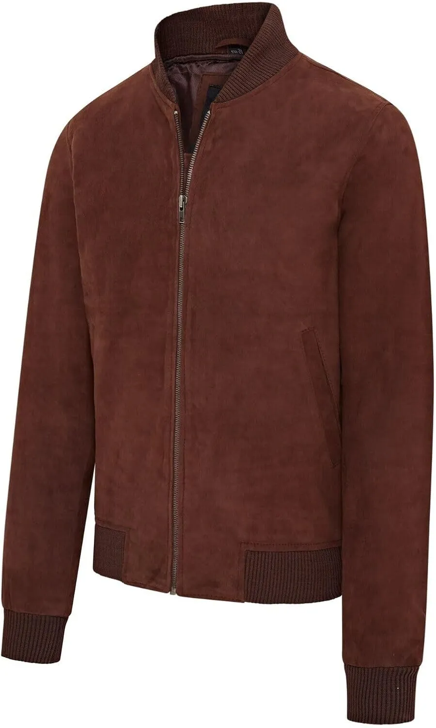 Infinity Leather Mens Soft Goat Suede MA-1 Varsity Bomber Jacket