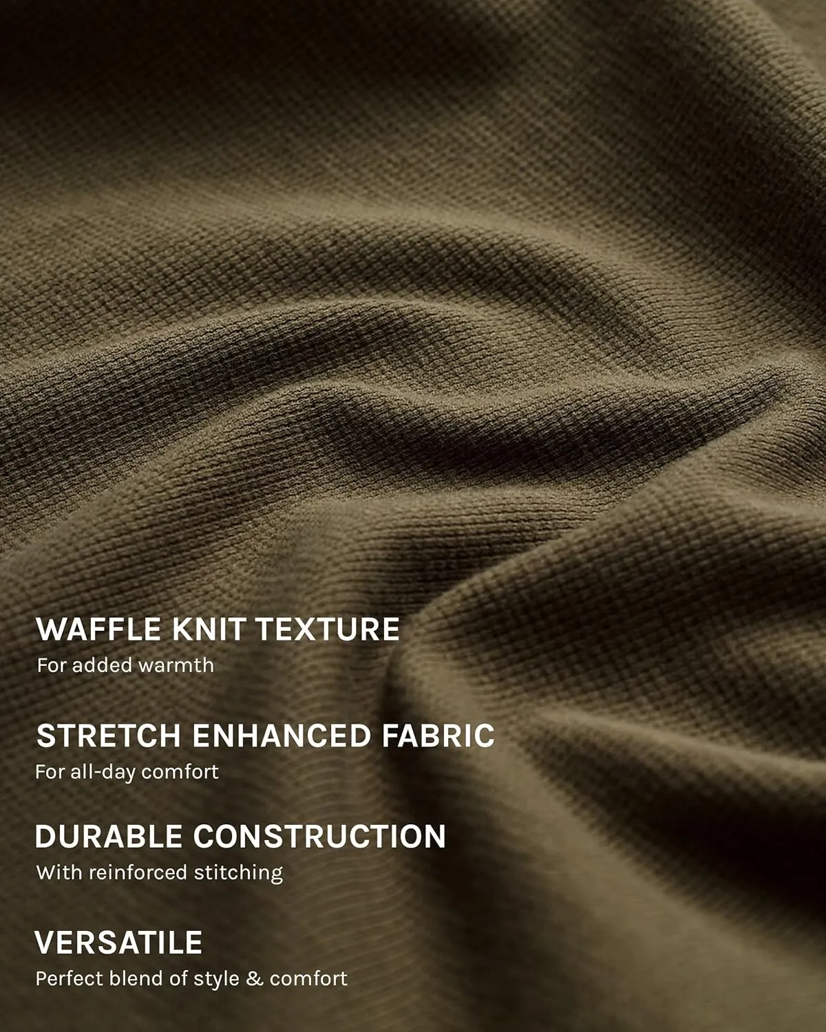 INTO THE AM Long Sleeve Waffle Knit Shirt S-4XL Premium Crew Neck Long John Thermal Shirts for Men