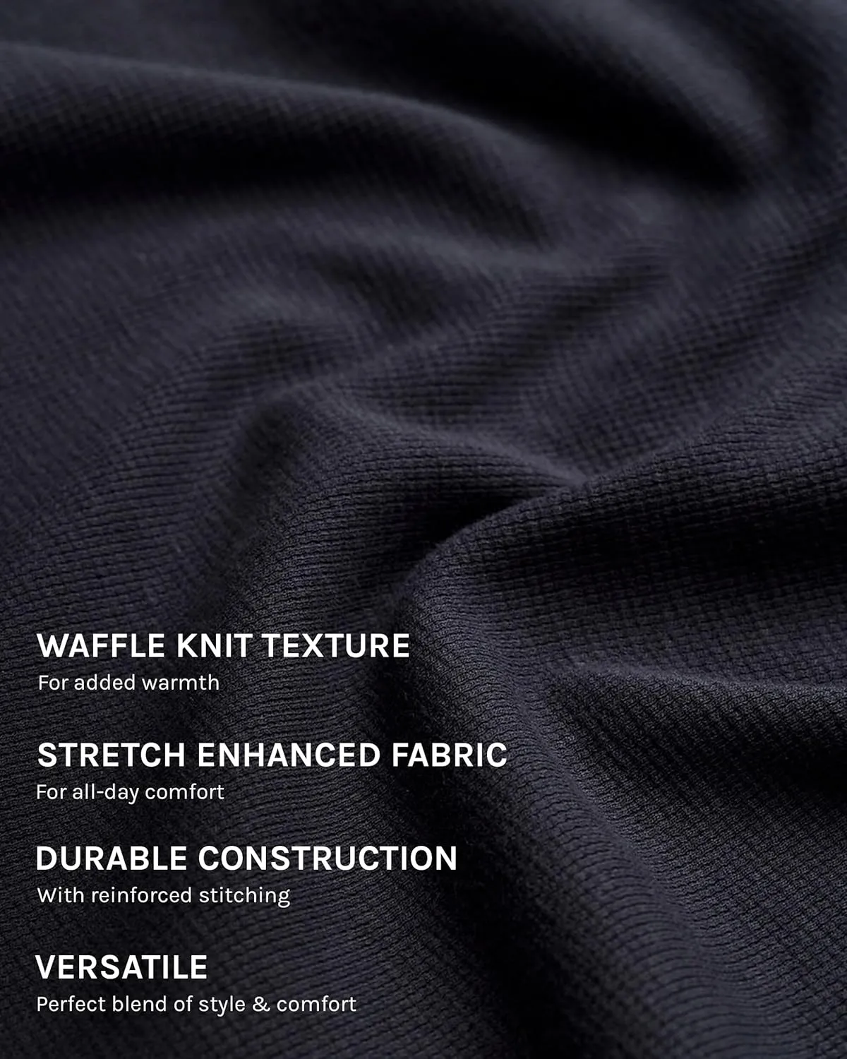 INTO THE AM Long Sleeve Waffle Knit Shirt S-4XL Premium Crew Neck Long John Thermal Shirts for Men