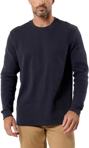 INTO THE AM Long Sleeve Waffle Knit Shirt S-4XL Premium Crew Neck Long John Thermal Shirts for Men
