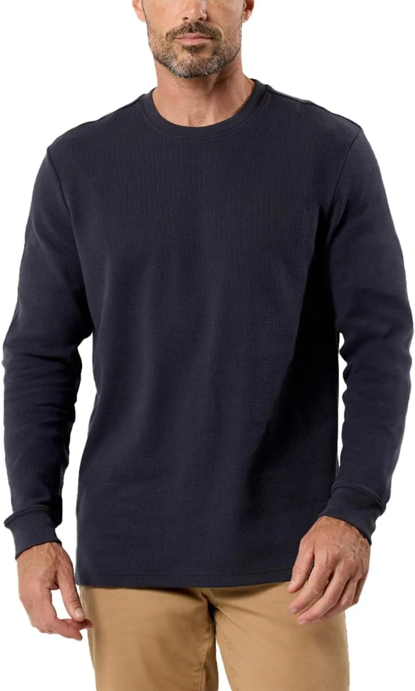 INTO THE AM Long Sleeve Waffle Knit Shirt S-4XL Premium Crew Neck Long John Thermal Shirts for Men