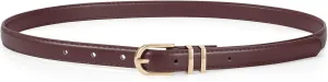 JASGOOD Womens Skinny Leather Belt Ladies Thin Faux Leather Belt with Gold/Silver Buckle for Jeans Dress Pants