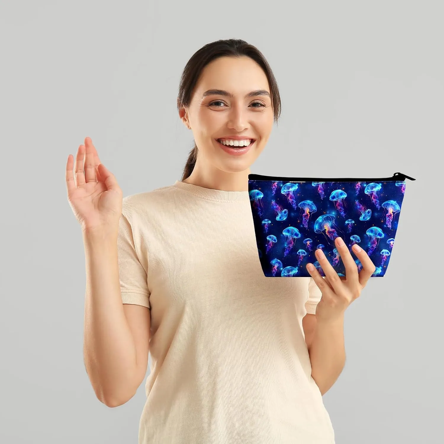 Jellyfish Cosmetic Bag Makeup Bag for Women, Portable Makeup Pouch for Travel Water-resistant Toiletry Bags