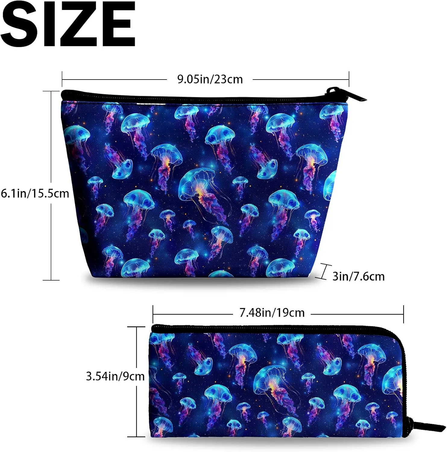Jellyfish Cosmetic Bag Makeup Bag for Women, Portable Makeup Pouch for Travel Water-resistant Toiletry Bags