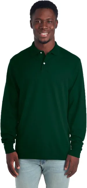Jerzees Men's Long Sleeve Polo Shirts, Cotton Blend, Two Button Closure, Regular Fit, Sizes S-2x