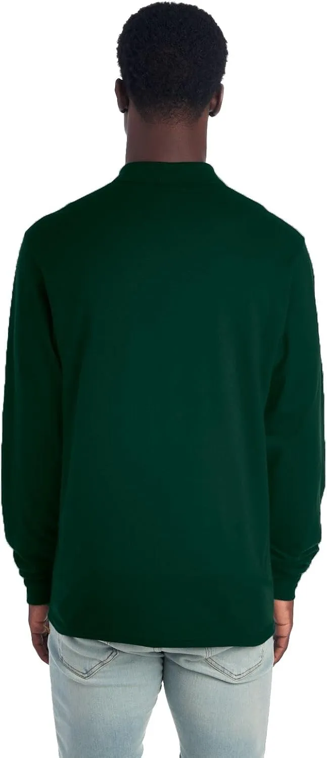Jerzees Men's Long Sleeve Polo Shirts, Cotton Blend, Two Button Closure, Regular Fit, Sizes S-2x